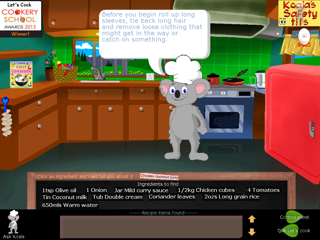 Zoomed screenshot of Let's Cook: with Koala