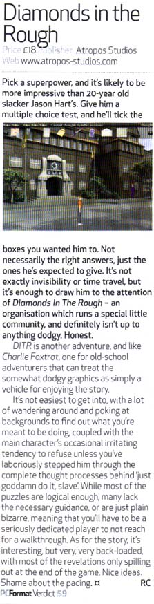 Ags in the media Diamonds in the Rough review PC Format UK Aug 2008.jpg